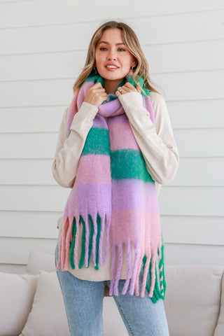 Millie Tassel Ombre Scarf | Lilac Green Blush