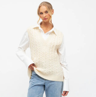 Cable Knit Vest | Cream