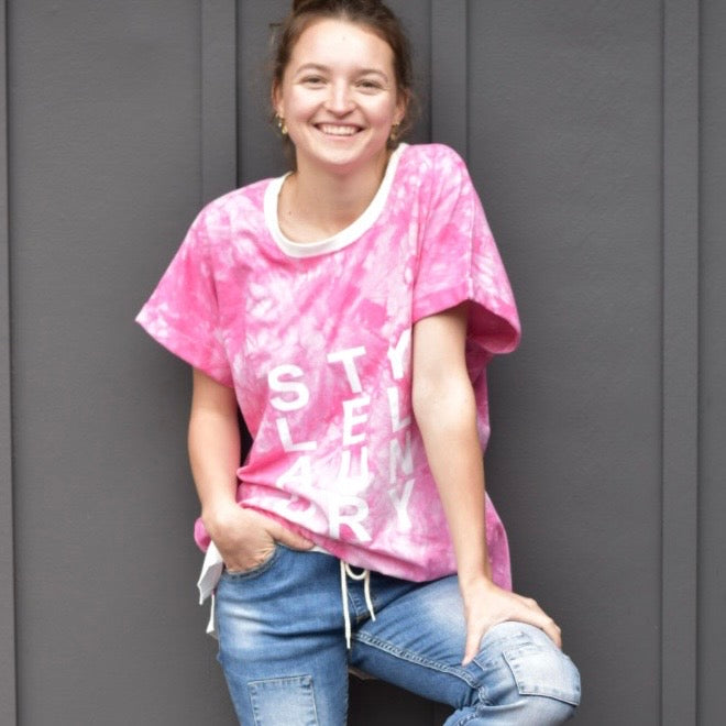 Tie Dye Slouch Tee | Pink