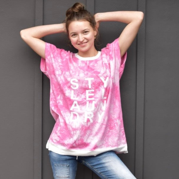 Tie Dye Slouch Tee | Pink