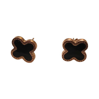 Clover Stud Earrings  | Gold | Black