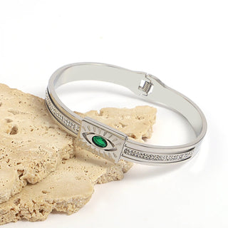 Melpomeni  Green Evil Eye Bracelet | Silver